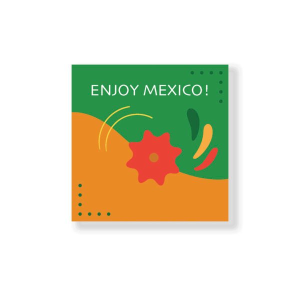 Custom printed 4x4 square postcard with full-color design and double-sided content on 14pt cardstock.