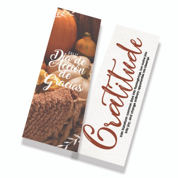 Custom printed full-color bookmark with business logo and inspirational quote.